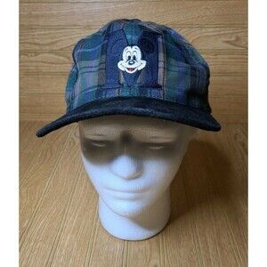 Vintage Goofy's Hat Co. Mickey Mouse blue green Plaid Hat One Size Fit All